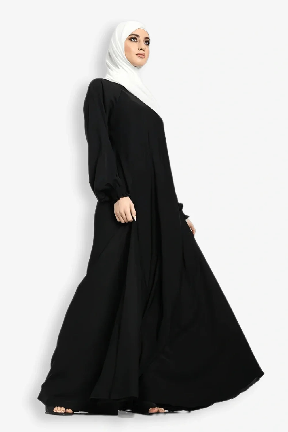 Buy Stylish Plain Umbrella Abaya bottom Gair In Black