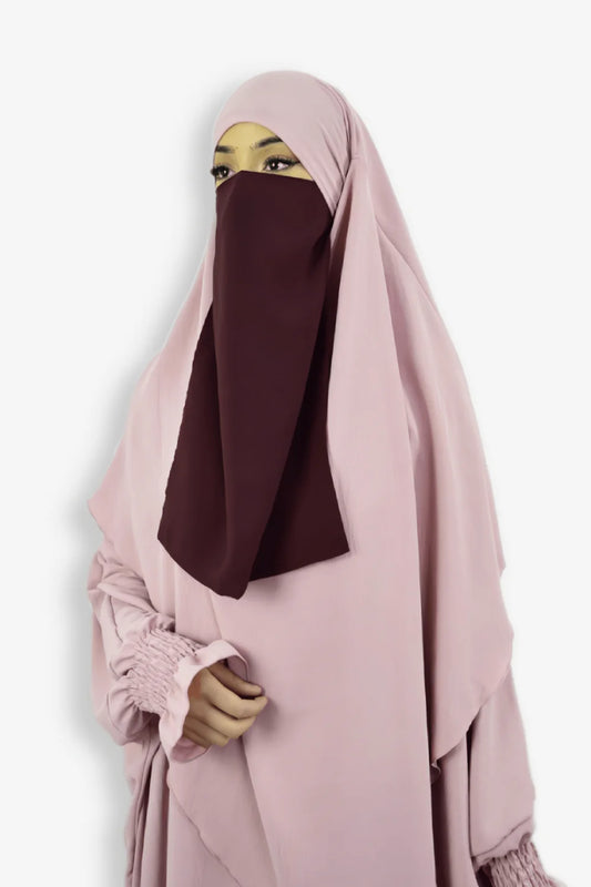 Buy Niqab Half Premium Chiffon Burgundy
