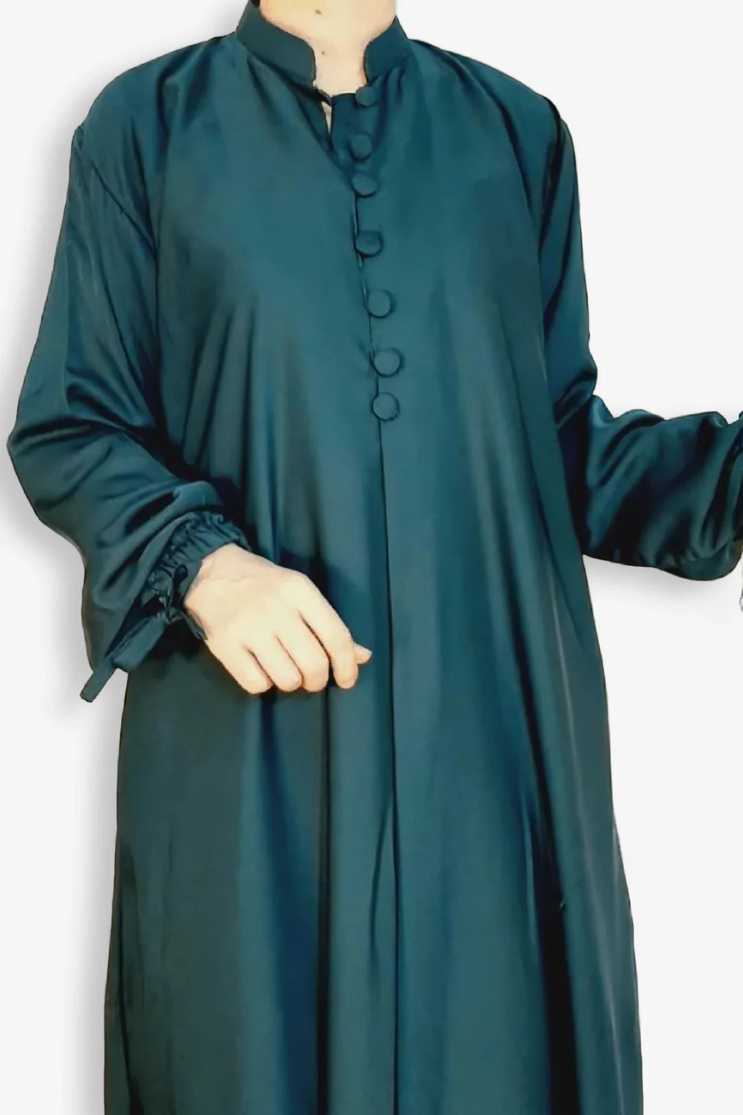 Buy Abaya Button Front With Digestible Elastic Cuffs