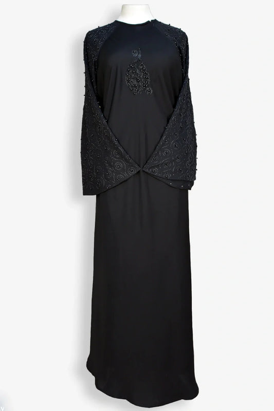 Shop Now Black Abaya With Pearl Sleeves 800 Moti Work