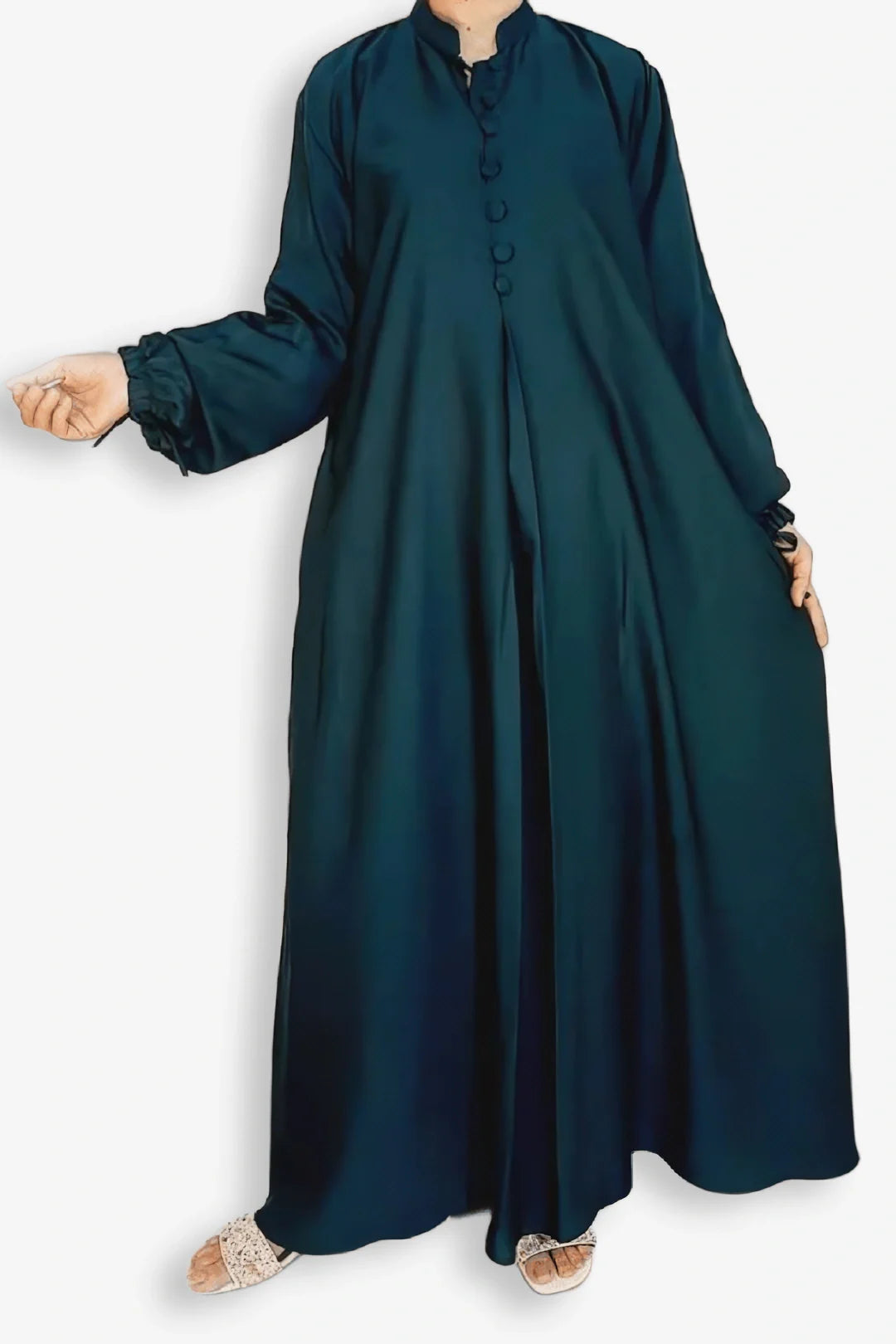 Buy Abaya Button Front With Digestible Elastic Cuffs