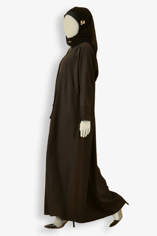 Shop Now Front Gold Zipper Abaya