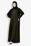 Shop Now Front Gold Zipper Abaya