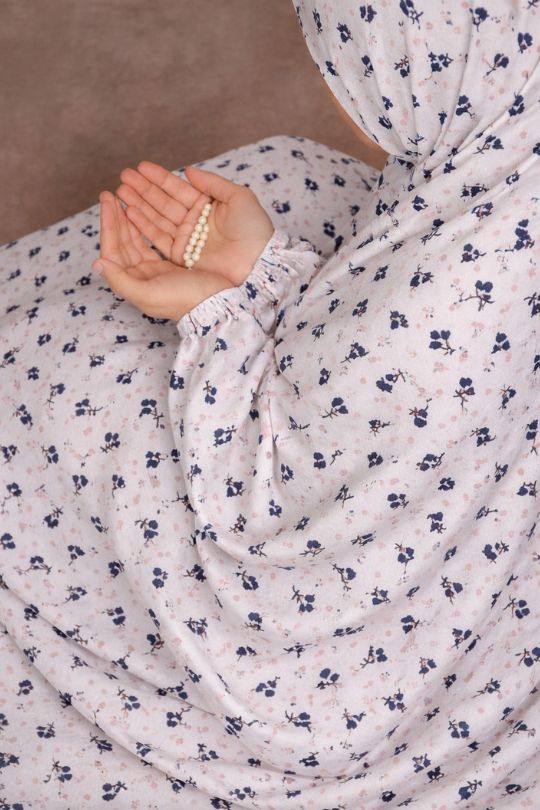 Blossom navy blue namaz chaddar full coverage front view