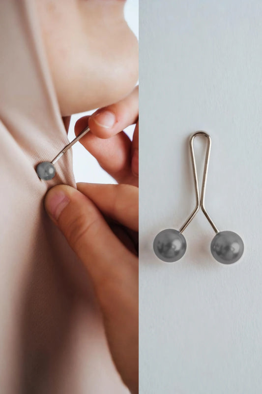 Elegant Gray Turkish Hijab Pins Pack of 6 – Stylish, durable, and perfect for securing hijabs with ease. Premium accessory by Abaya for Women.