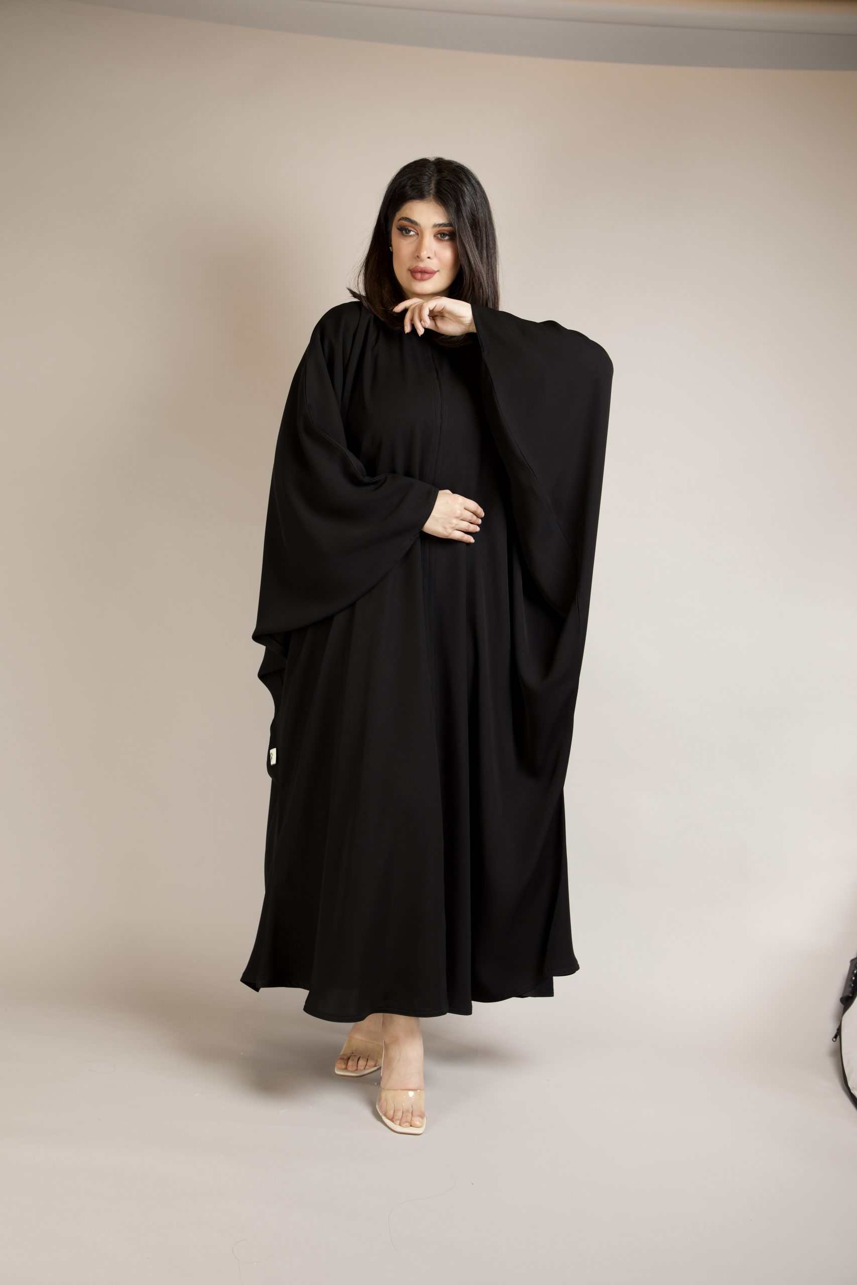 Arabic Kaftan Abaya in luxurious nida fabric – elegant modest wear front view.