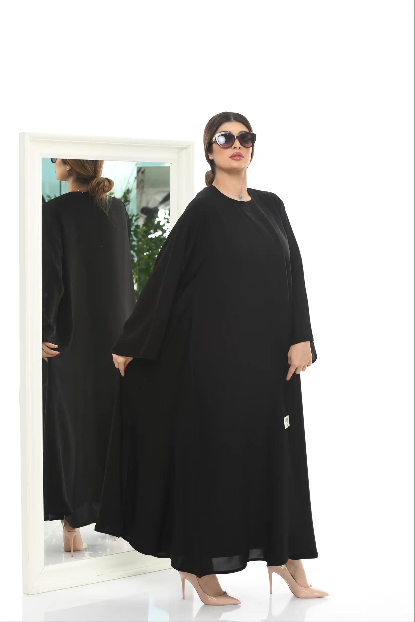 Full front view of Arabic Style Plain Abaya showcasing simple, elegant, and modest design for everyday wear.