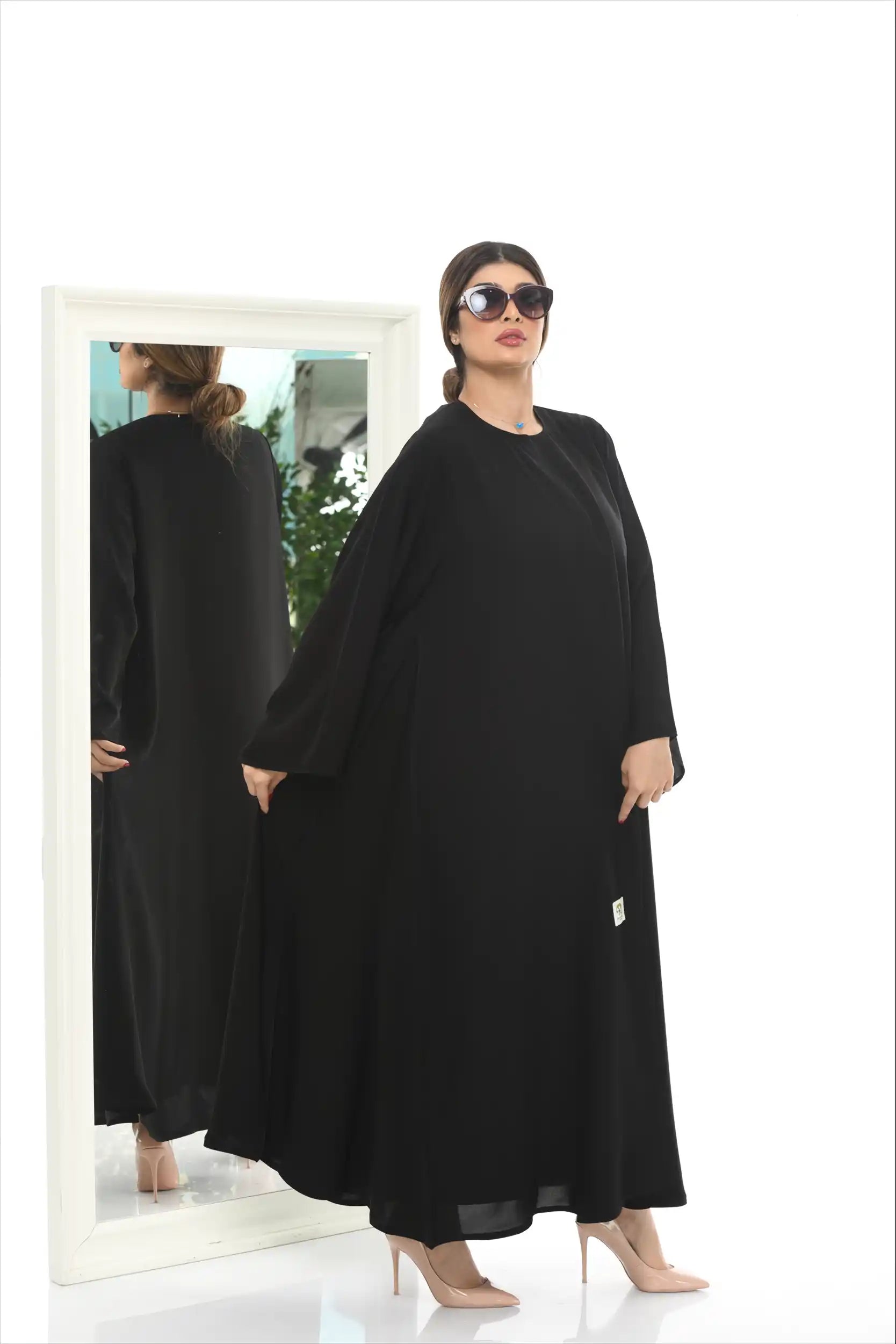 Full front view of Arabic Style Plain Abaya showcasing simple, elegant, and modest design for everyday wear.