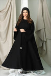 Full-length front view of Premium Closh Cut Practical Abaya with optional full layer, perfect for modest fashion.