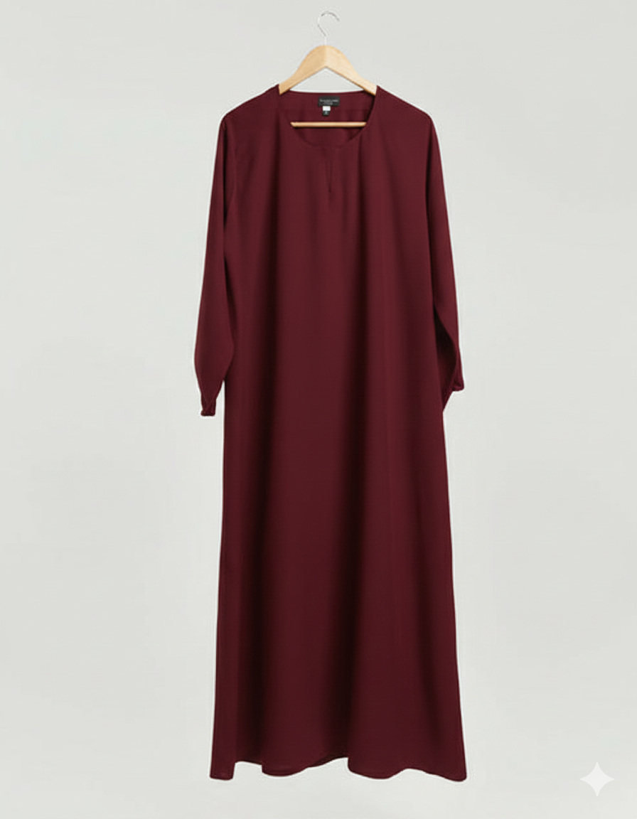 Shop Now white plain abaya With Elastic Cuffs
