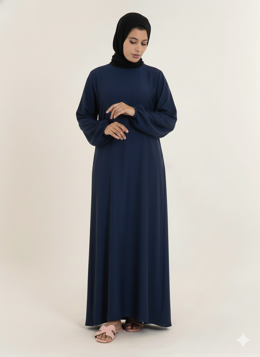 Shop Now white plain abaya With Elastic Cuffs