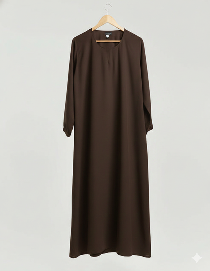 White Plain Abaya With Elastic Cuffs Multiple Abaya Colors