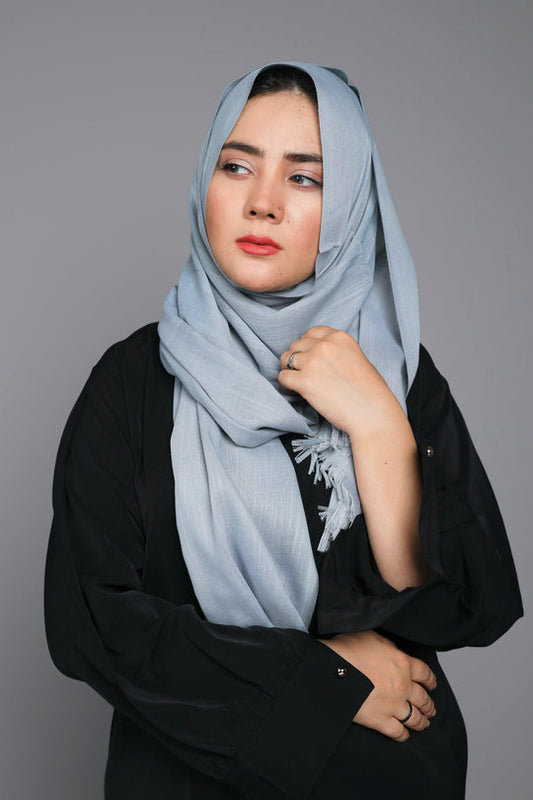 Buy Now Turkish Viscose Hijab in Sleek Steel Grey