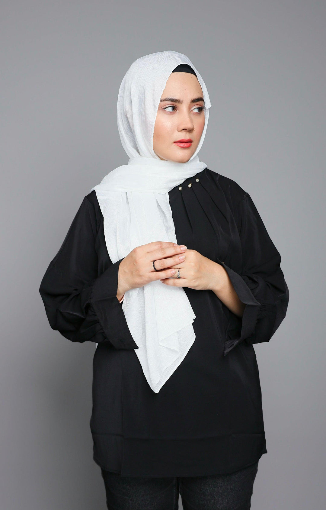 Buy Now White Metallic Chiffon Hijab