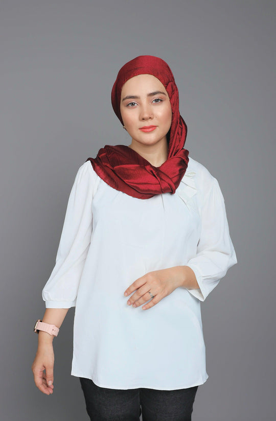 Maroon Metallic Chiffon Hijab