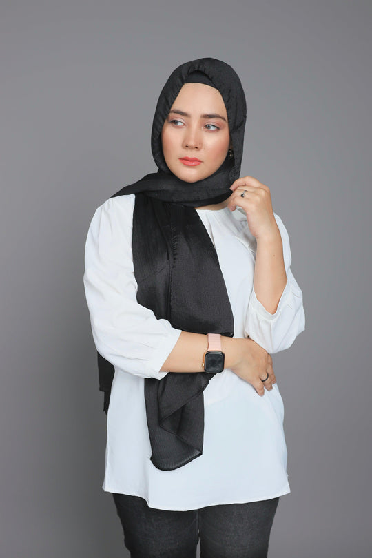 Buy Now Black Diamond Metallic Chiffon Hijab