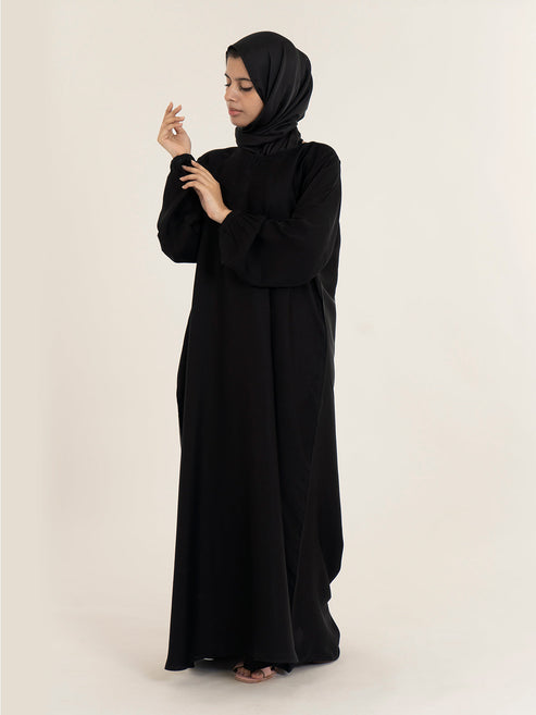 Shop Now white plain abaya With Elastic Cuffs