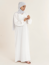 Shop Now white plain abaya With Elastic Cuffs