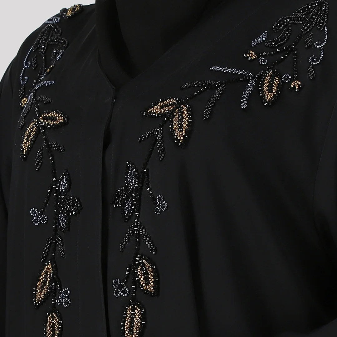 Hand Embroidered Abaya in Black