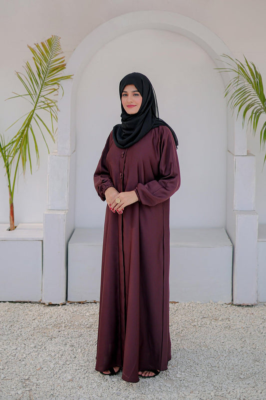 Elegant front closed button abaya in multi colors, stylish modest wear abaya for women, perfect for everyday and formal use in Pakistan