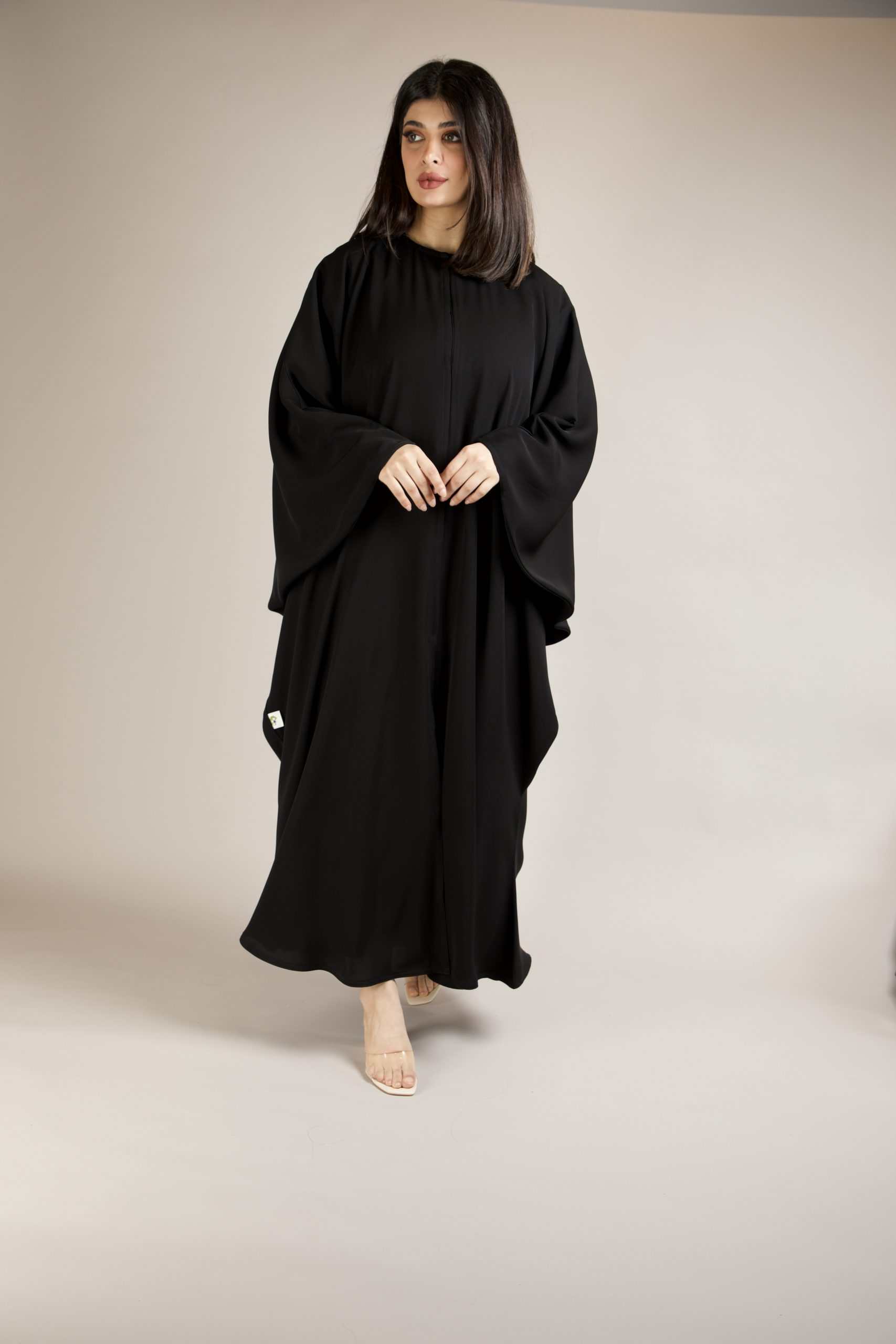 Stylish front design of Arabic Style Kaftan Abaya made with soft premium nida fabric.