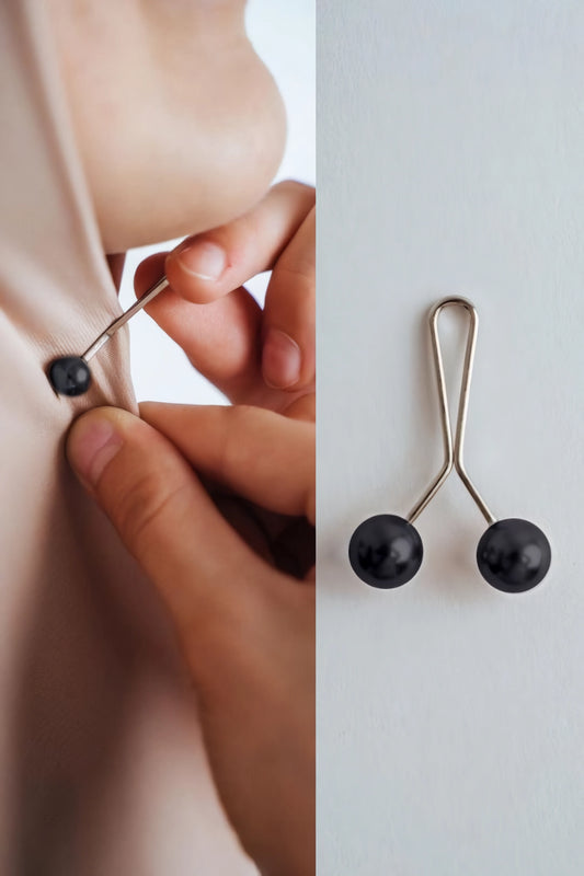 Elegant Turkish Hijab Pins in black – pack of 6 stylish and functional hijab accessories for secure and chic hijab styling by Abaya for Women