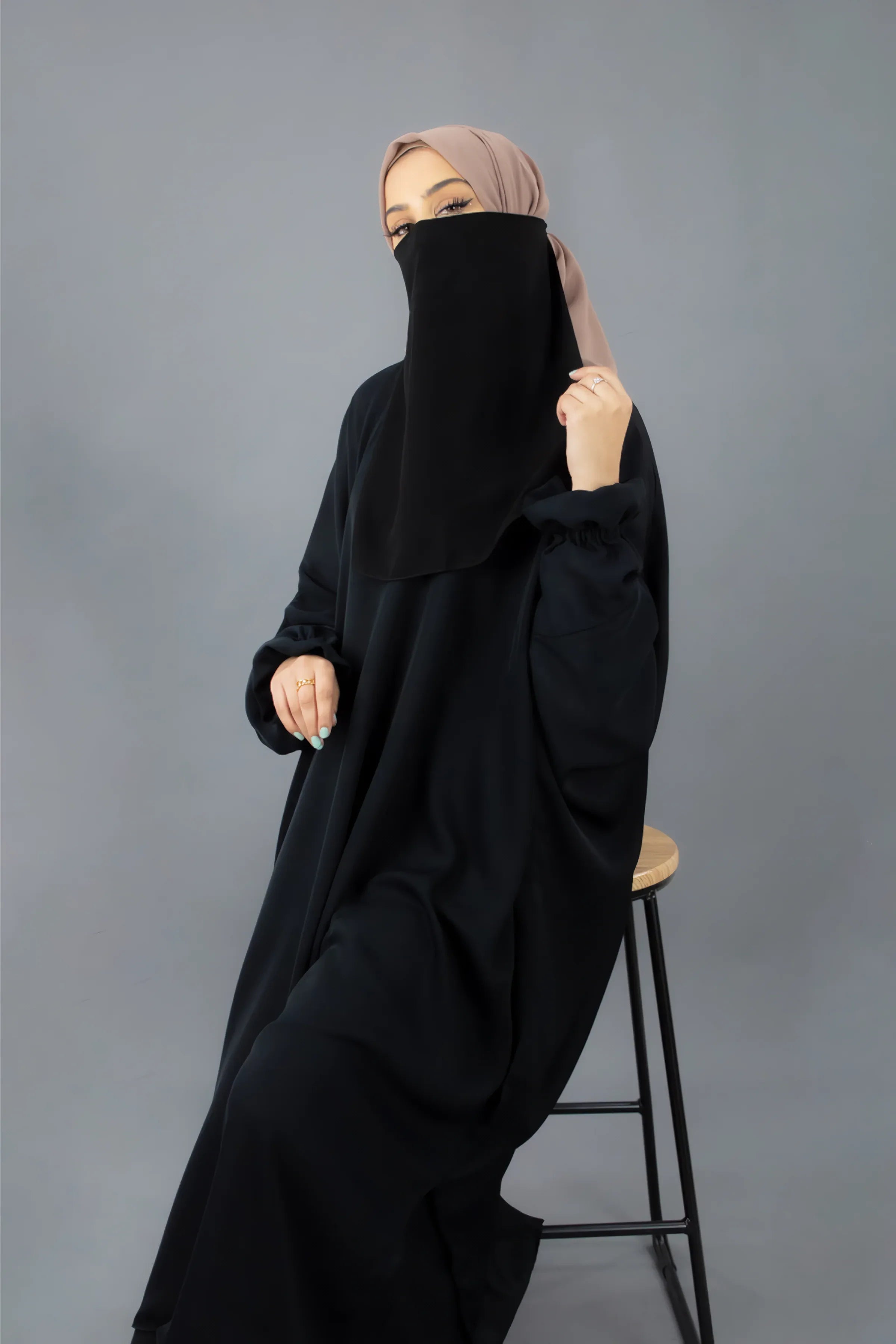 Abaya for Women – Half Layer Black Niqab, Modest Islamic Face Cover