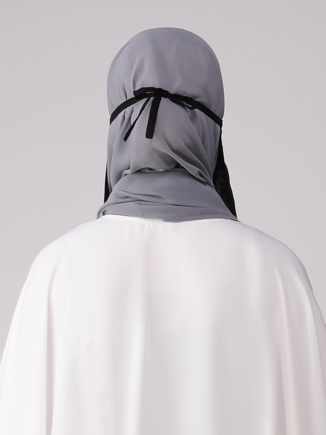 Back View Premium Half Layer Niqab – Stylish Black Medina Niqab for Women