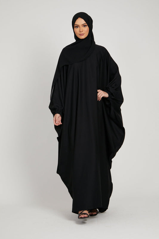 Buy kaftan abaya black Elasticated Cuffs