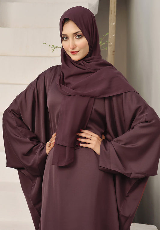 Burgundy butterfly abaya front zoom view premium nida fabric elegant design Pakistan