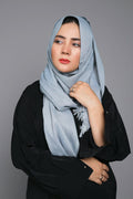 Front full view of Turkish Viscose Hijab in Sleek Steel Grey – elegant soft viscose hijab for women