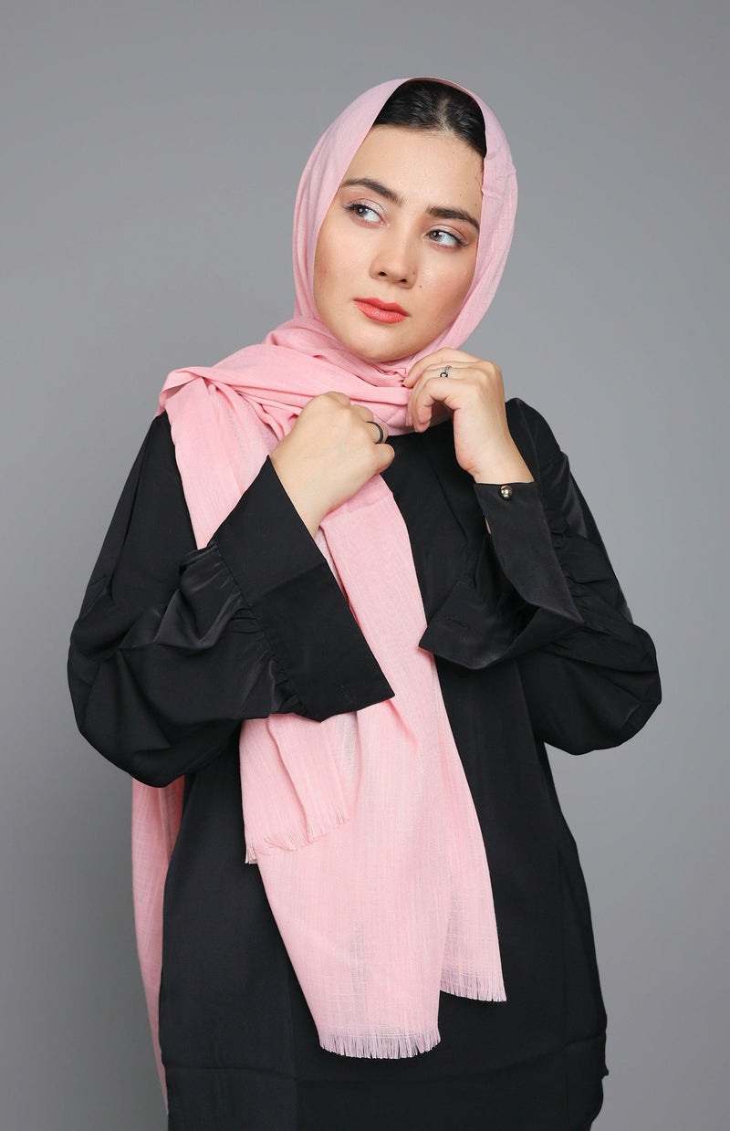 Front full view of Turkish Viscose Hijab in Vintage Pink – elegant soft hijab for women