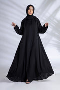 Abaya With Zipper Front In Black