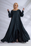 Shop Now Abaya Open Front With Buttons With Elactic Sleeves