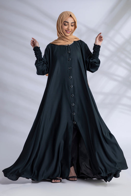 Shop Now Abaya Open Front With Buttons With Elactic Sleeves