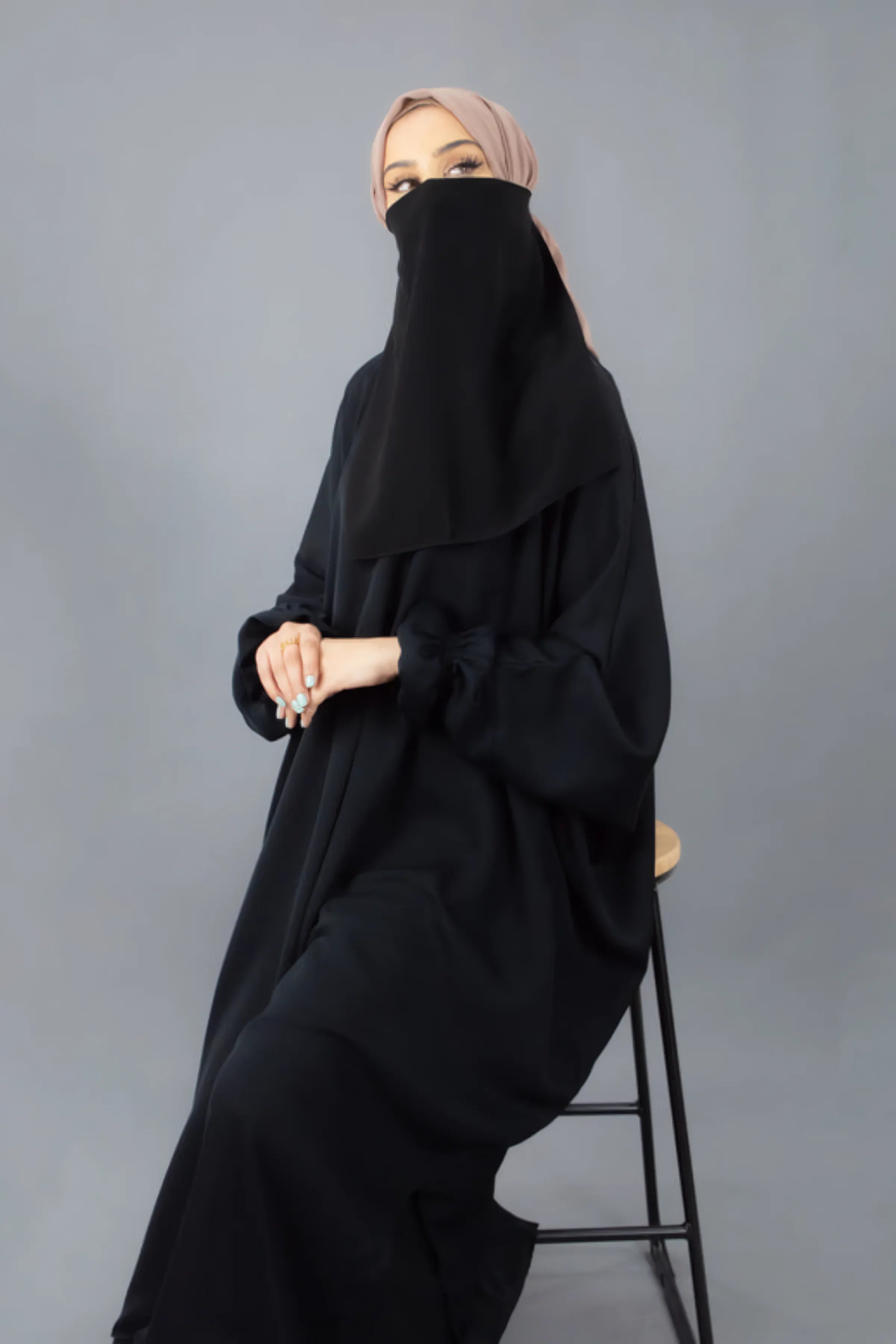 Lightweight Breathable Half Layer Black Niqab – Premium Medina Style