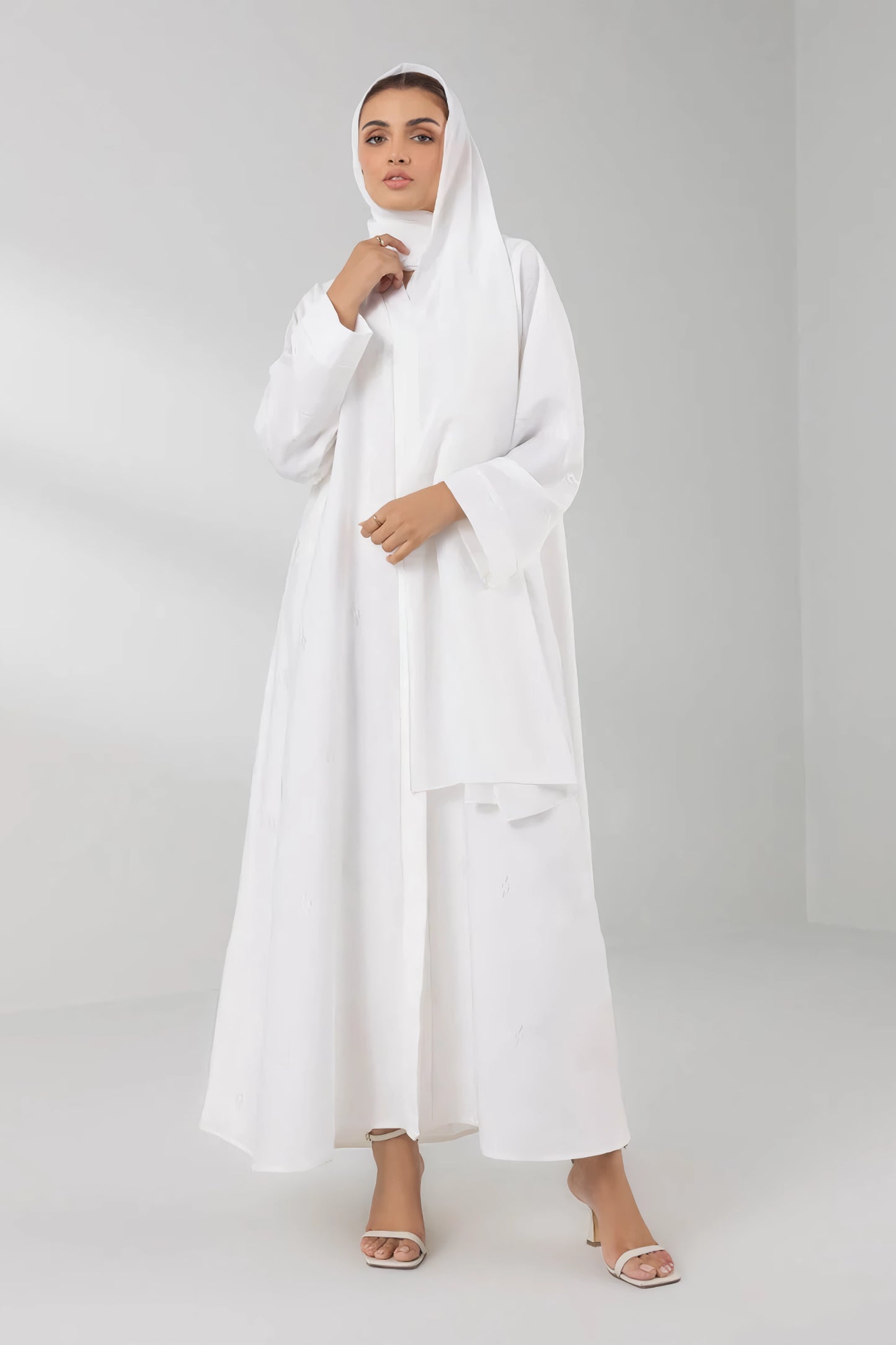 Plain White Front Open Abaya | Elegant Modest Wear by Abaya for Women